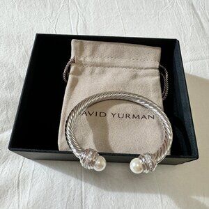 David Yurman Cable Bracelet with Pearls and Diamonds, 7mm